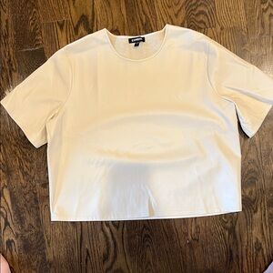 Express Light Beige Faux Leather Short Sleeve Top